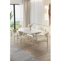 Комплект для столовой Hanah Home Olya White Marble Chrome Cream