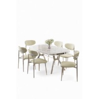 Комплект для столовой Hanah Home Olya White Marble Chrome Cream фото №2 — интернет-магазин Desire.md