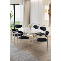 Комплект для столовой Hanah Home Olya White Marble Chrome Anthracite