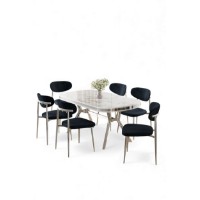 Комплект для столовой Hanah Home Olya White Marble Chrome Anthracite фото №2 — интернет-магазин Desire.md