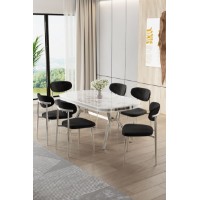 Комплект для столовой Hanah Home Olya White Marble Chrome Black