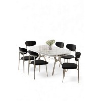 Комплект для столовой Hanah Home Olya White Marble Chrome Black фото №2 — интернет-магазин Desire.md