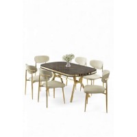 Комплект для столовой Hanah Home Olya Anthracite Gold Cream фото №2 — интернет-магазин Desire.md