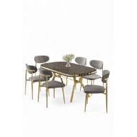 Комплект для столовой Hanah Home Olya Anthracite Gold Grey фото №2 — интернет-магазин Desire.md
