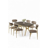 Комплект для столовой Hanah Home Olya Anthracite Gold Cappuccino фото №2 — интернет-магазин Desire.md