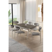 Set mobilă pentru bucătărie Hanah Home Olya Anthracite Chrome Grey