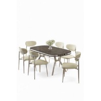 Комплект для столовой Hanah Home Olya Anthracite Chrome Cream фото №2 — интернет-магазин Desire.md
