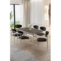 Set mobilă pentru bucătărie Hanah Home Olya Anthracite Chrome Black
