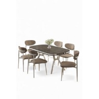 Комплект для столовой Hanah Home Olya Anthracite Chrome Cappuccino фото №2 — интернет-магазин Desire.md
