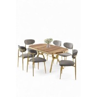 Комплект для столовой Hanah Home Olya Oak Gold Grey фото №2 — интернет-магазин Desire.md