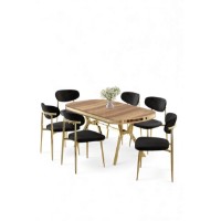 Комплект для столовой Hanah Home Olya Oak Gold Black фото №2 — интернет-магазин Desire.md