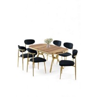 Комплект для столовой Hanah Home Olya Oak Gold Anthracite фото №2 — интернет-магазин Desire.md