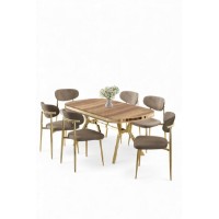 Комплект для столовой Hanah Home Olya Oak Gold Cappuccino фото №2 — интернет-магазин Desire.md