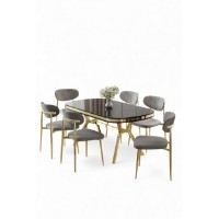 Комплект для столовой Hanah Home Olya Black Marble Gold Grey фото №2 — интернет-магазин Desire.md