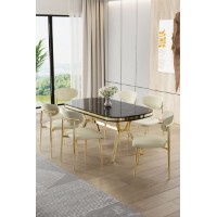 Комплект для столовой Hanah Home Olya Black Marble Gold Cream