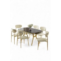 Комплект для столовой Hanah Home Olya Black Marble Gold Cream фото №2 — интернет-магазин Desire.md