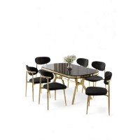 Комплект для столовой Hanah Home Olya Black Marble Gold Black фото №2 — интернет-магазин Desire.md