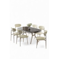 Set mobilă pentru bucătărie Hanah Home Olya Black Marble Chrome Cream imaginea #2 — magazin online Desire.md