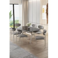 Комплект для столовой Hanah Home Olya Black Marble Chrome Grey