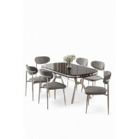 Комплект для столовой Hanah Home Olya Black Marble Chrome Grey фото №2 — интернет-магазин Desire.md