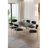 Комплект для столовой Hanah Home Olya Black Marble Chrome Black