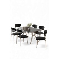 Комплект для столовой Hanah Home Olya Black Marble Chrome Black фото №2 — интернет-магазин Desire.md