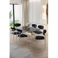 Комплект для столовой Hanah Home Olya Black Marble Chrome Anthracite