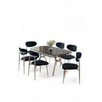 Комплект для столовой Hanah Home Olya Black Marble Chrome Anthracite фото №2 — интернет-магазин Desire.md