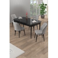 Комплект для столовой Hanah Home Uzi Black Marble Grey