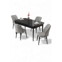Комплект для столовой Hanah Home Uzi Black Marble Grey фото №2 — интернет-магазин Desire.md