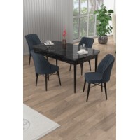Комплект для столовой Hanah Home Uzi Black Marble Anthracite