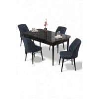 Комплект для столовой Hanah Home Uzi Black Marble Anthracite фото №2 — интернет-магазин Desire.md