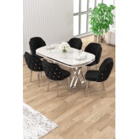 Комплект для столовой Hanah Home Zae White Marble Chrome Black
