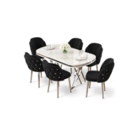 Комплект для столовой Hanah Home Zae White Marble Chrome Black фото №2 — интернет-магазин Desire.md