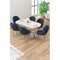 Set mobilă pentru bucătărie Hanah Home Zae White Marble Chrome Anthracite