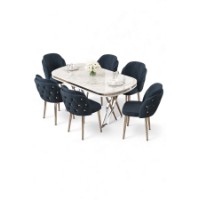 Set mobilă pentru bucătărie Hanah Home Zae White Marble Chrome Anthracite imaginea #2 — magazin online Desire.md
