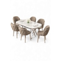 Комплект для столовой Hanah Home Zae White Marble Chrome Cappuccino фото №2 — интернет-магазин Desire.md