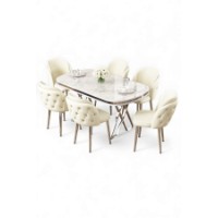 Комплект для столовой Hanah Home Zae White Marble Chrome Cream фото №2 — интернет-магазин Desire.md