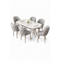Set mobilă pentru bucătărie Hanah Home Zae White Marble Chrome Grey imaginea #2 — magazin online Desire.md