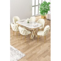 Set mobilă pentru bucătărie Hanah Home Zae White Marble Gold Cream