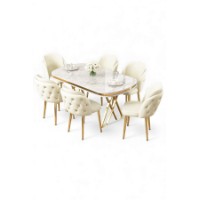 Set mobilă pentru bucătărie Hanah Home Zae White Marble Gold Cream imaginea #2 — magazin online Desire.md