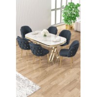 Комплект для столовой Hanah Home Zae White Marble Gold Anthracite