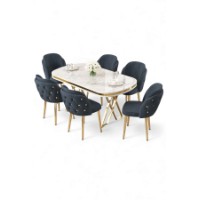 Комплект для столовой Hanah Home Zae White Marble Gold Anthracite фото №2 — интернет-магазин Desire.md