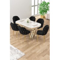Комплект для столовой Hanah Home Zae White Marble Gold Black