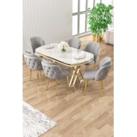 Комплект для столовой Hanah Home Zae White Marble Gold Grey