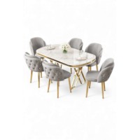 Комплект для столовой Hanah Home Zae White Marble Gold Grey фото №2 — интернет-магазин Desire.md