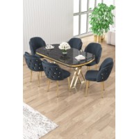 Комплект для столовой Hanah Home Zae Black Marble Gold Anthracite