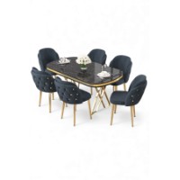 Комплект для столовой Hanah Home Zae Black Marble Gold Anthracite фото №2 — интернет-магазин Desire.md