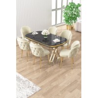 Комплект для столовой Hanah Home Zae Black Marble Gold Cream