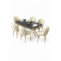 Комплект для столовой Hanah Home Zae Black Marble Gold Cream фото №2 — интернет-магазин Desire.md